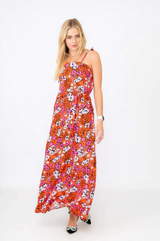 Elsa Floral Printed Strappy Maxi Summer Dress