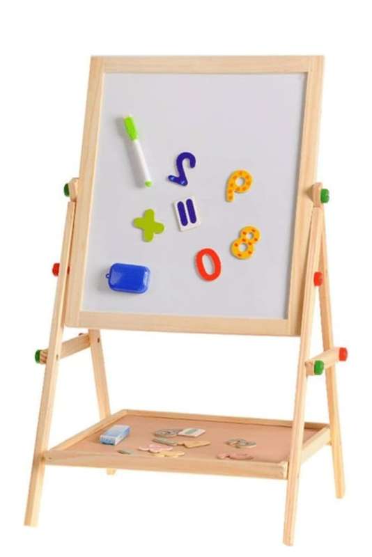 Free Standing Dbl Sided Drawing &amp; Writing Board With Accessories 650mm X 370mm