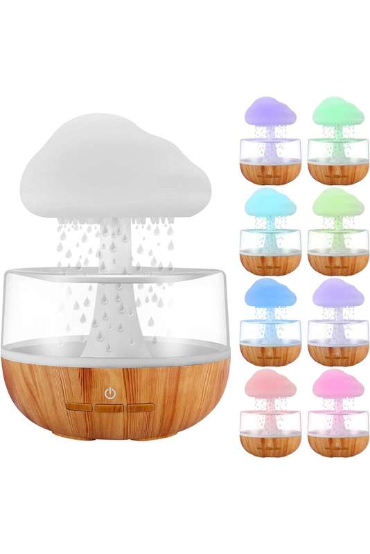 Rain Cloud Humidifier Water Drip 400 ml, Essential Oil Diffuser with 7 Colours LED