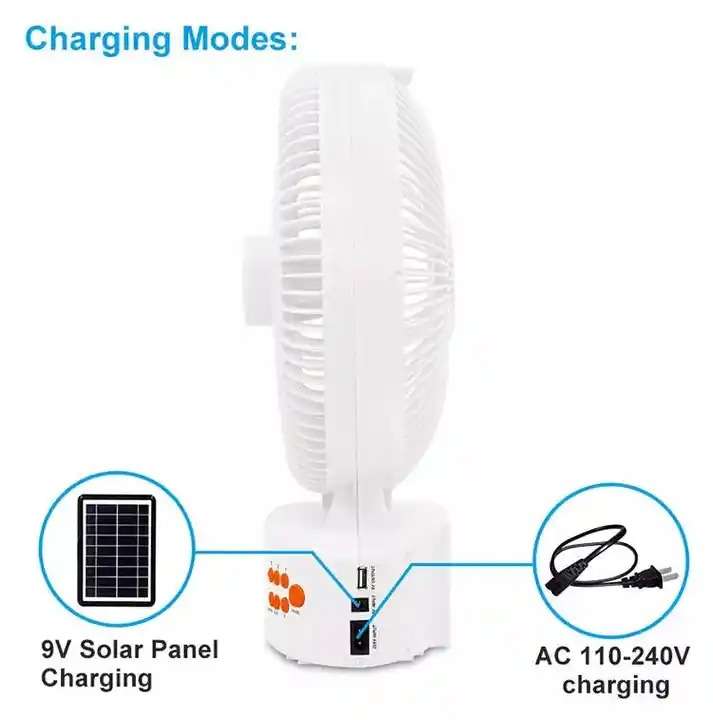 Smart 12 Inch Rechargeable Portable Table Fan with Built-in Speaker, LED Light, FM Radio, Powerbank