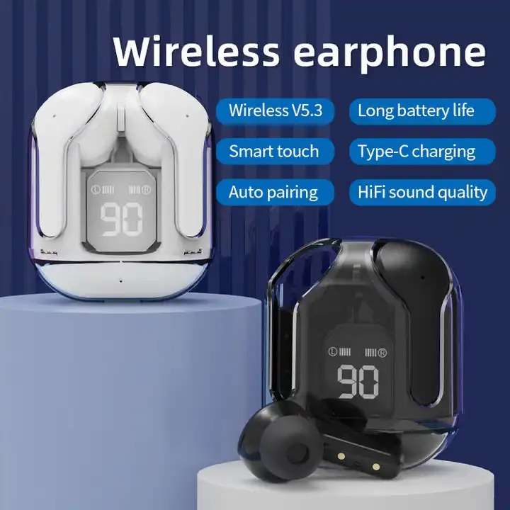 TWS Earphone True Wireless Earbuds Bluetooth Earpods With Crystal Digital Case