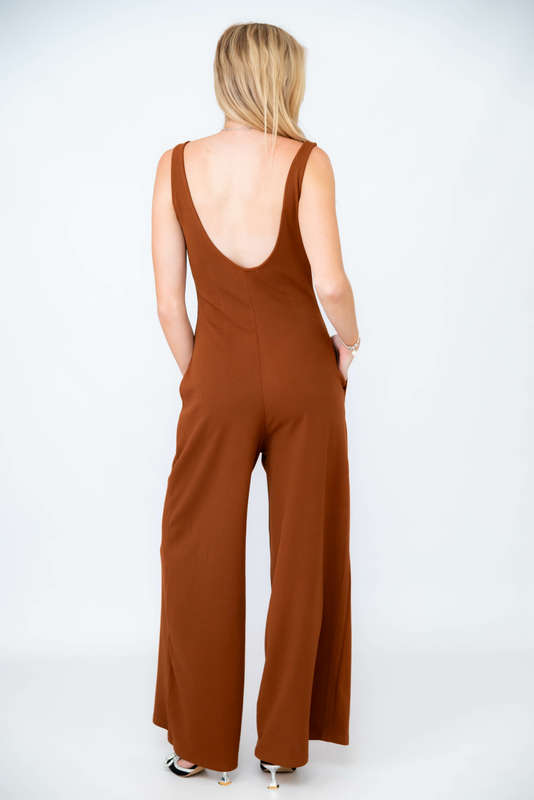 Toni Wide Leg Sleeveless Jumpsuit With Pockets