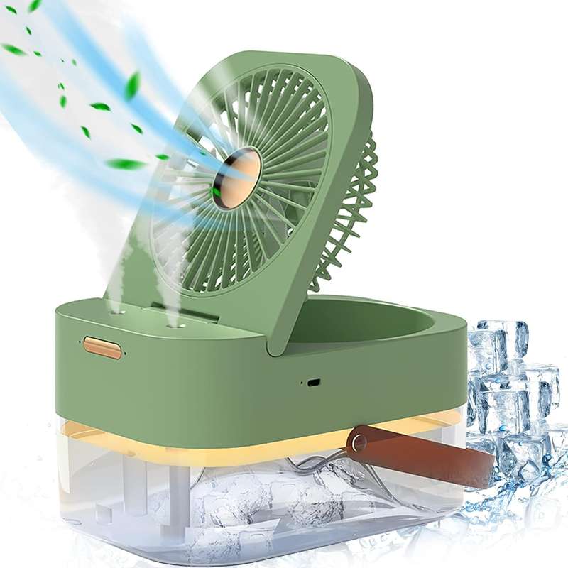3-Speed Rechargeable Air Conditioner Fan with Dual Humidification Spray and Night Light