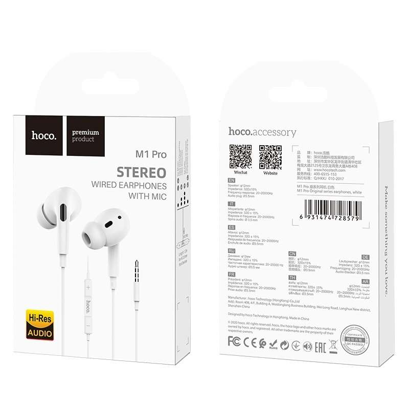 HOCO Wired Earphones 3.5mm M1 Pro Original Series With Mic