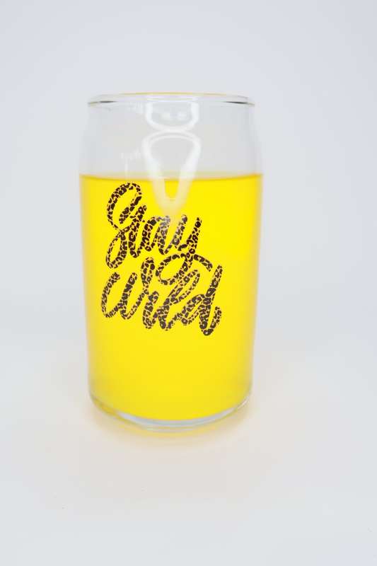 6 Printed Can Shaped Drinking Glass Tumblers