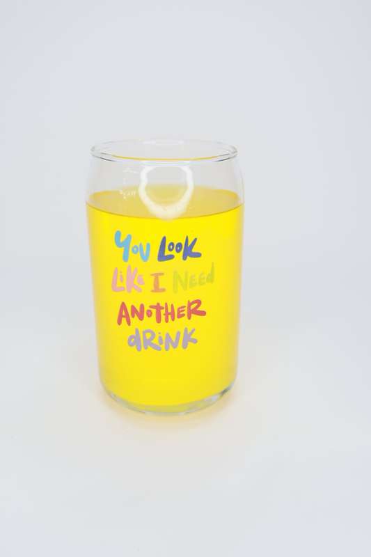 6 Printed Can Shaped Drinking Glass Tumblers