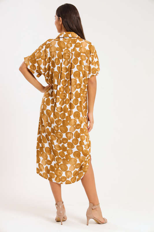 Sammie Printed Oversized Button Down Shirt Dress With Pockets