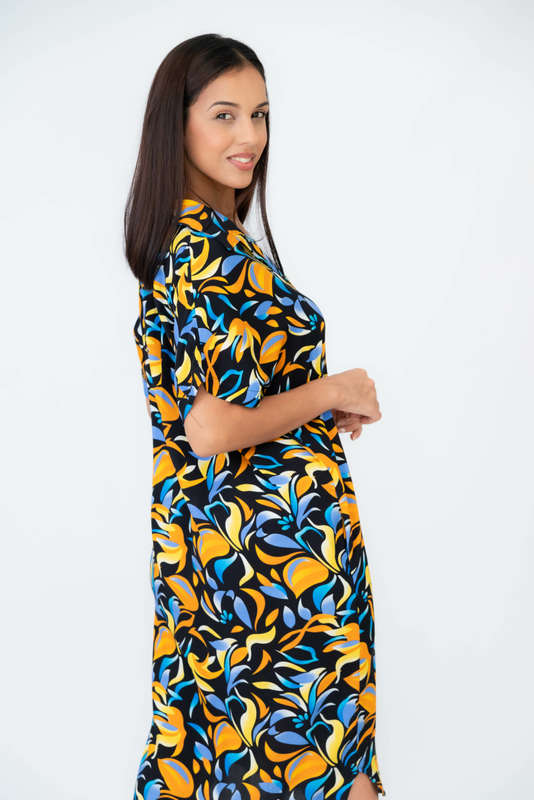 Willow Printed Oversized Button Down Shirt Dress With Pockets
