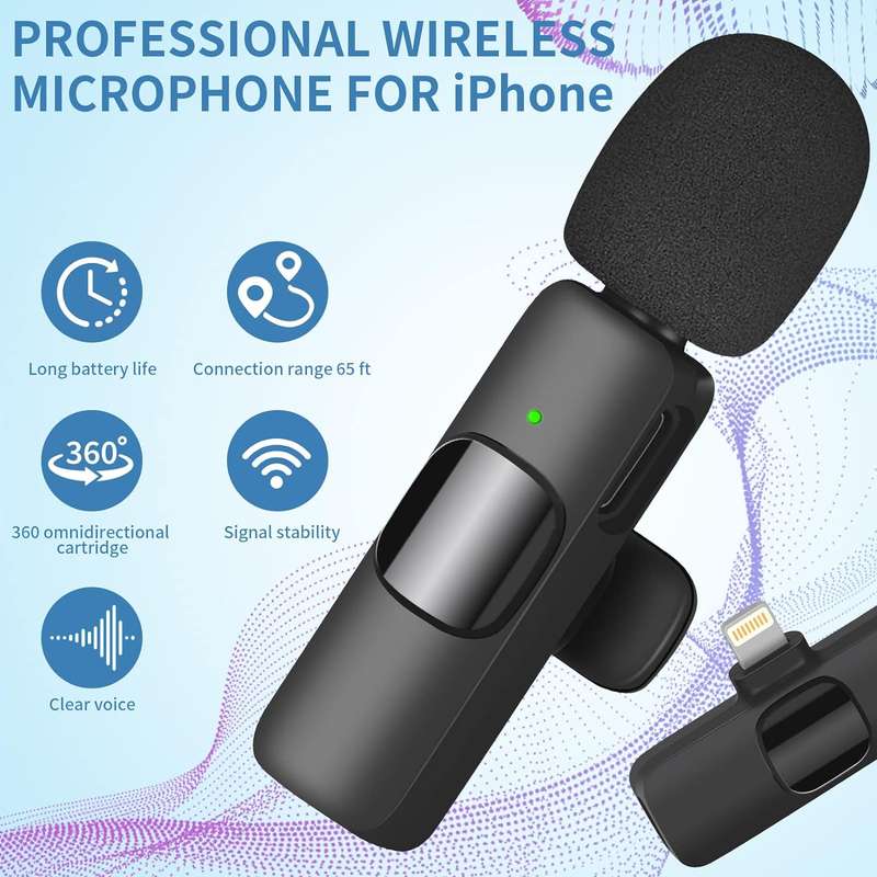 Bluetooth Mini Microphone Wireless Lavalier Noise Reduction Microphone For iPhone & iPad