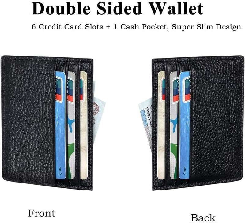 Genuine Leather RFID Blocking Slim 6 Card Wallet Holder