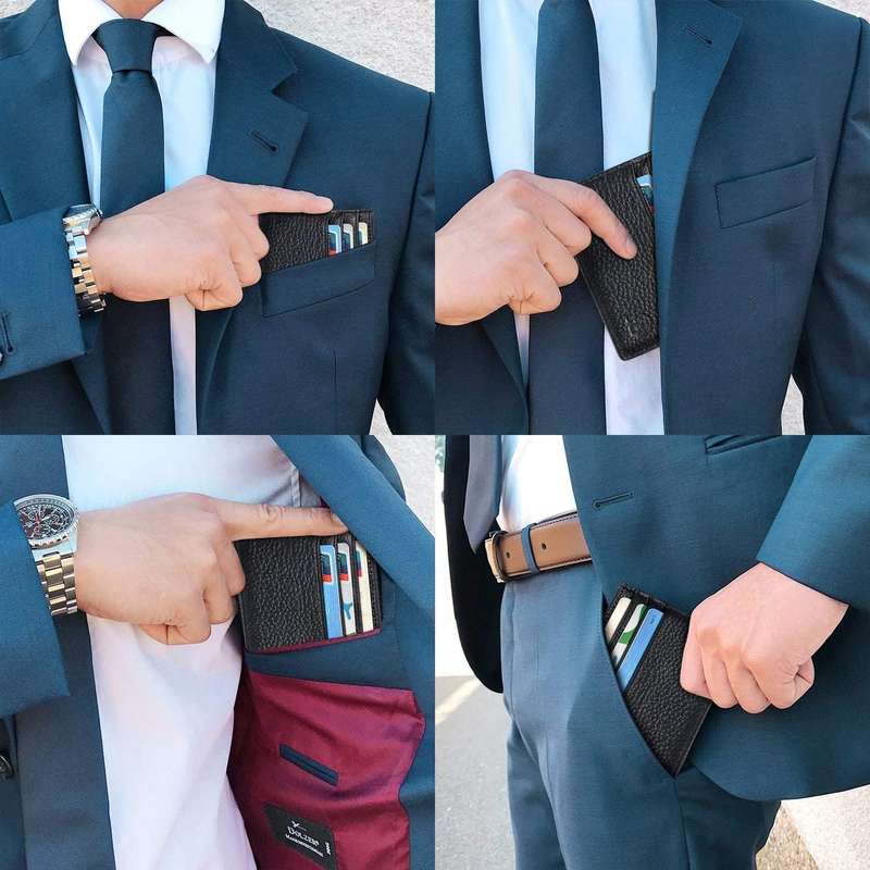 Genuine Leather RFID Blocking Slim 6 Card Wallet Holder