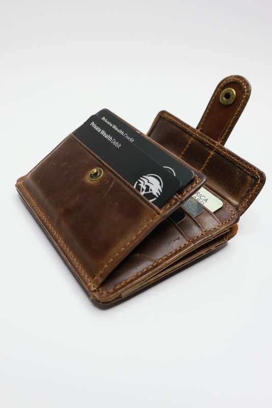 Genuine Leather Slim 5 Slot Credit Card Wallet Brown