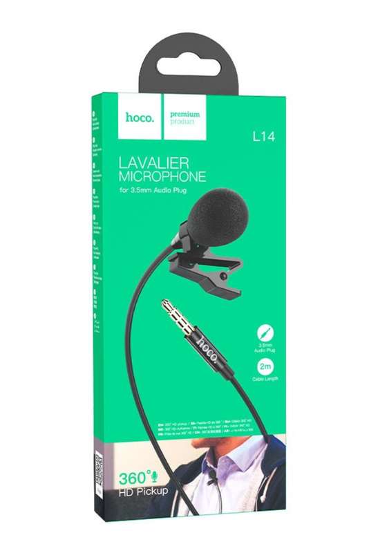 HOCO Microphone Hands Free Clip-on Mic Lavalier For Smartphone & PC Audio Plug 3.5mm