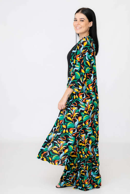 Ladies Hudson 2 Piece Printed Pants &amp; Kimono Summer Set With Free Bodysuit to Match