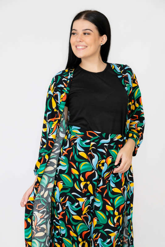 Ladies Hudson 2 Piece Printed Pants &amp; Kimono Summer Set With Free Bodysuit to Match