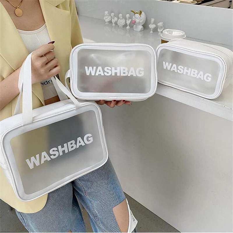 Senza Waterproof Transparent Travel Toiletry Bags White