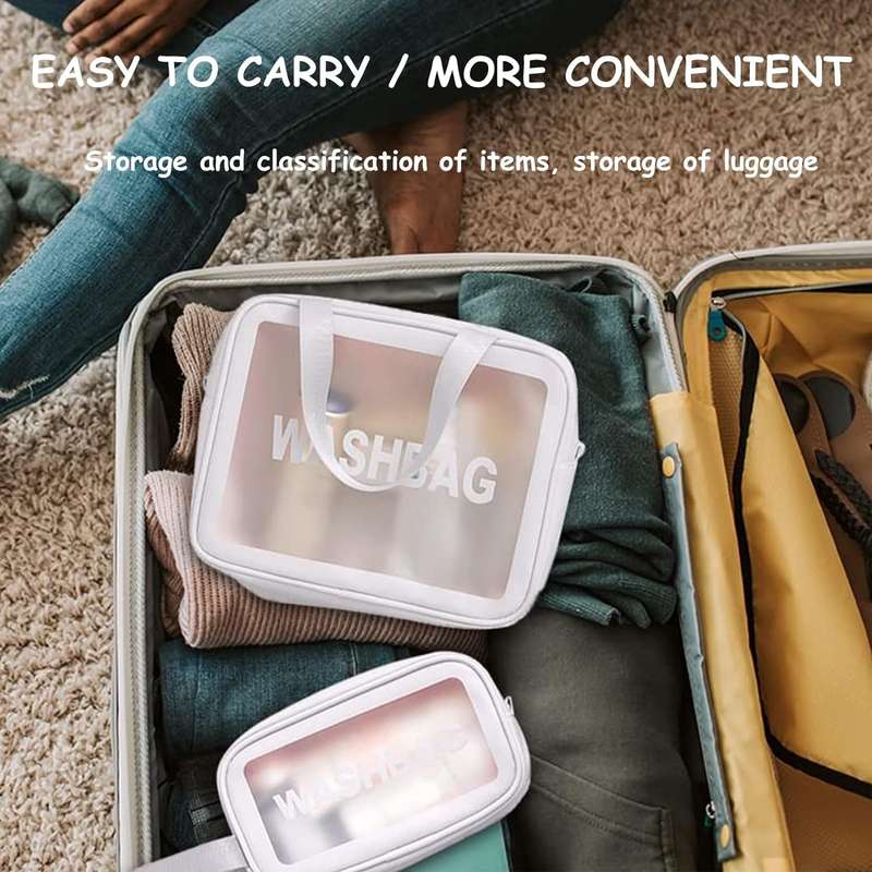 Senza Waterproof Transparent Travel Toiletry Bags White
