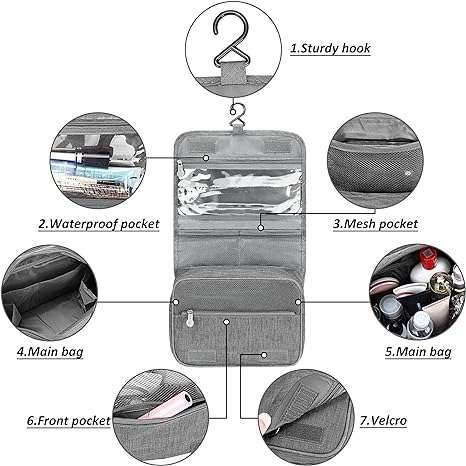 Senza Large Capacity Hanging Travel Toiletry and Make-Up Bag Organizer