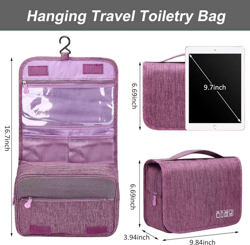 Senza Large Capacity Hanging Travel Toiletry and Make-Up Bag Organizer