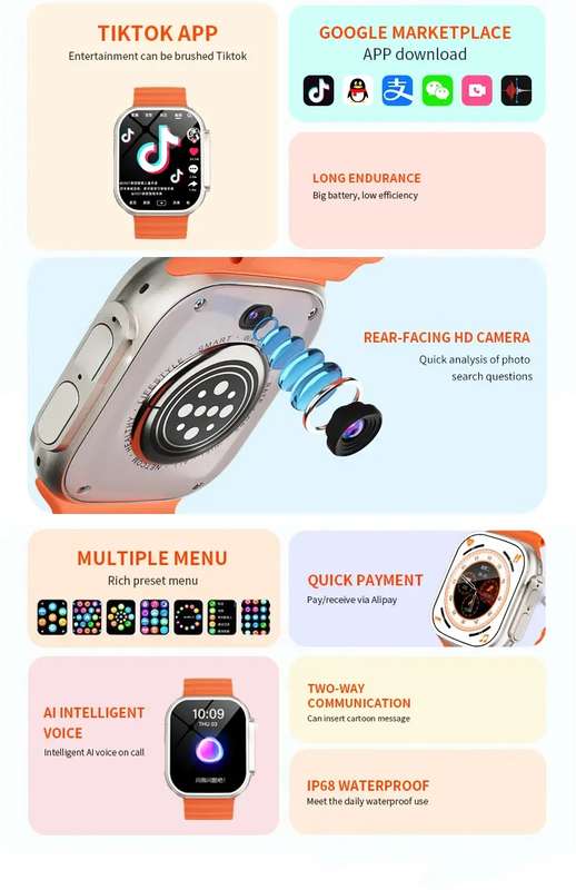 The Phone Premium S9 Android Ultra Smart Watch With 4G SIM & Video Calling Black