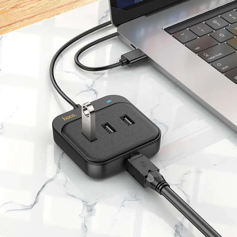 HOCO HB35 4 in 1 USB-C / Type-C to USB2.0x3+RJ45 100M Ethernet Adapter