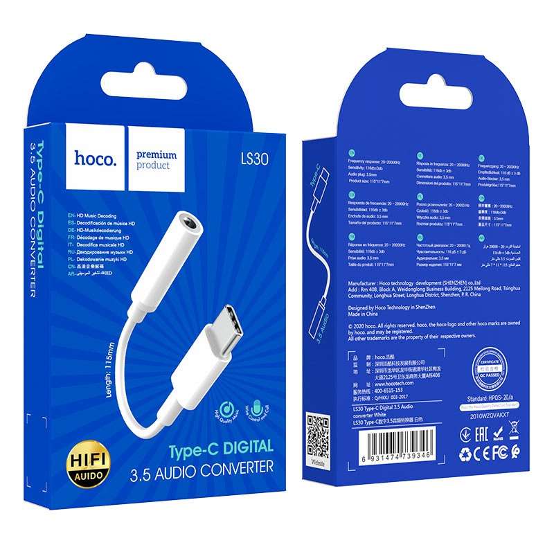 Hoco Adapter Type-C to 3.5mm LS30 Audio converter