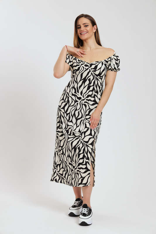 Michaela Printed Midaxi Airflow Slitted Dress