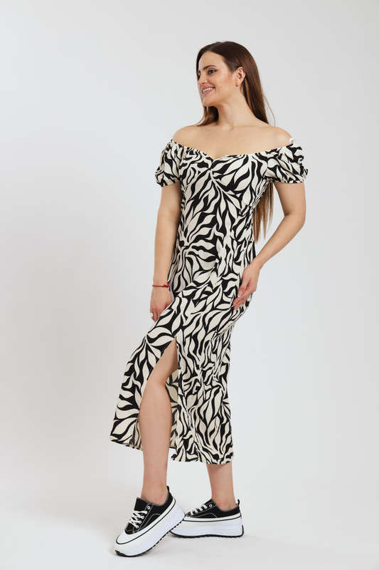 Michaela Printed Midaxi Airflow Slitted Dress