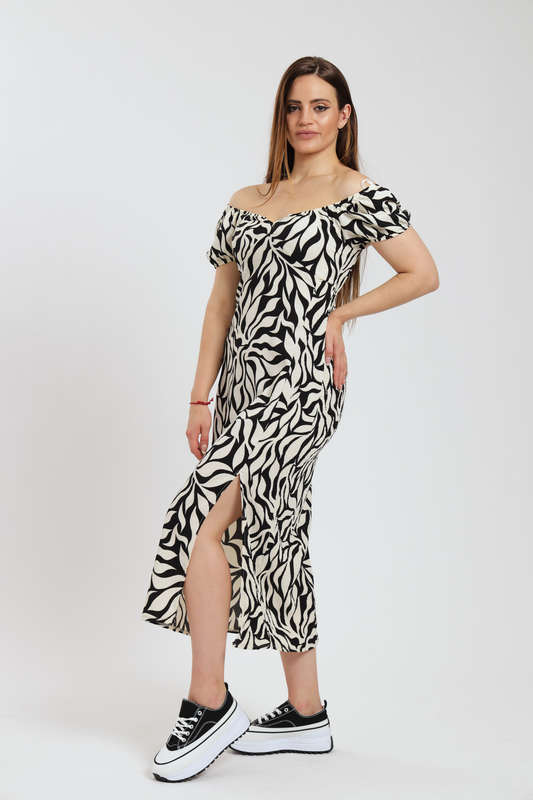 Michaela Printed Midaxi Airflow Slitted Dress