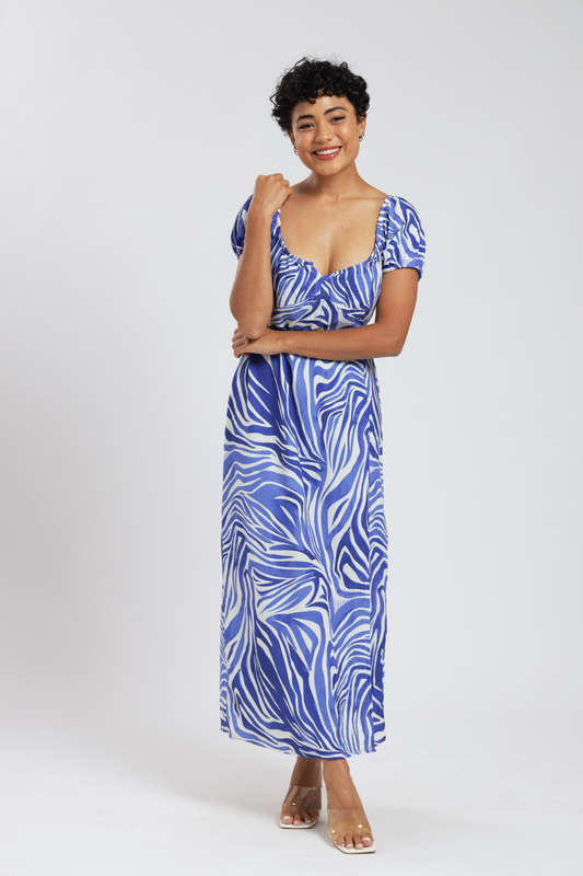 Michaela Printed Midaxi Airflow Slitted Dress
