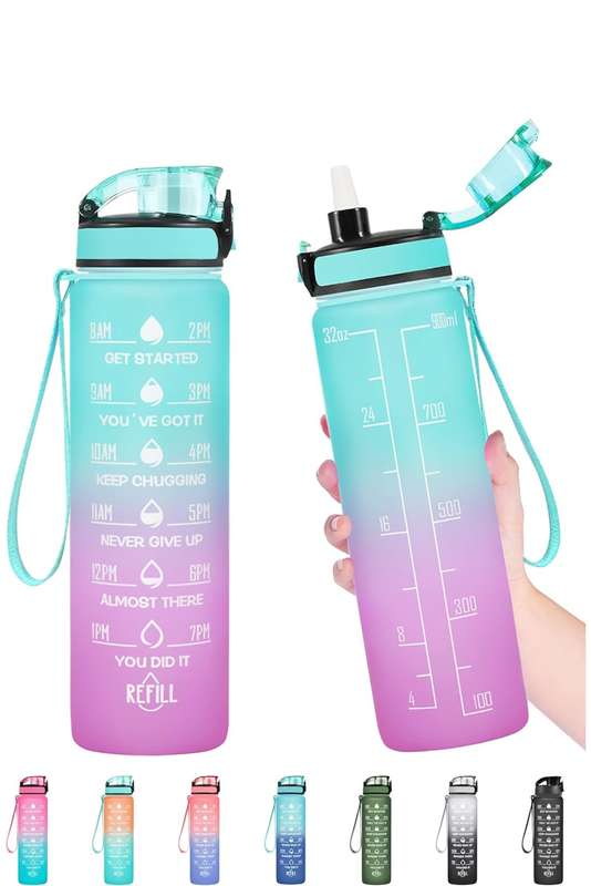 Senza 1L Motivational Time Marker Water Bottle BPA Free