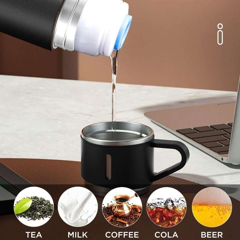 Thermos Vacuum Double Wall Of Stainless Steel Flask Set With 3 Cups 500ml