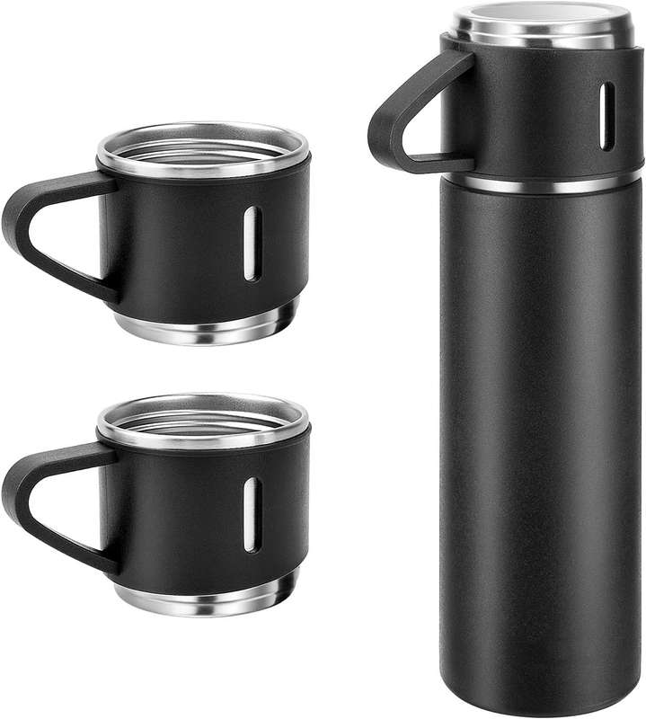 Thermos Vacuum Double Wall Of Stainless Steel Flask Set With 3 Cups 500ml