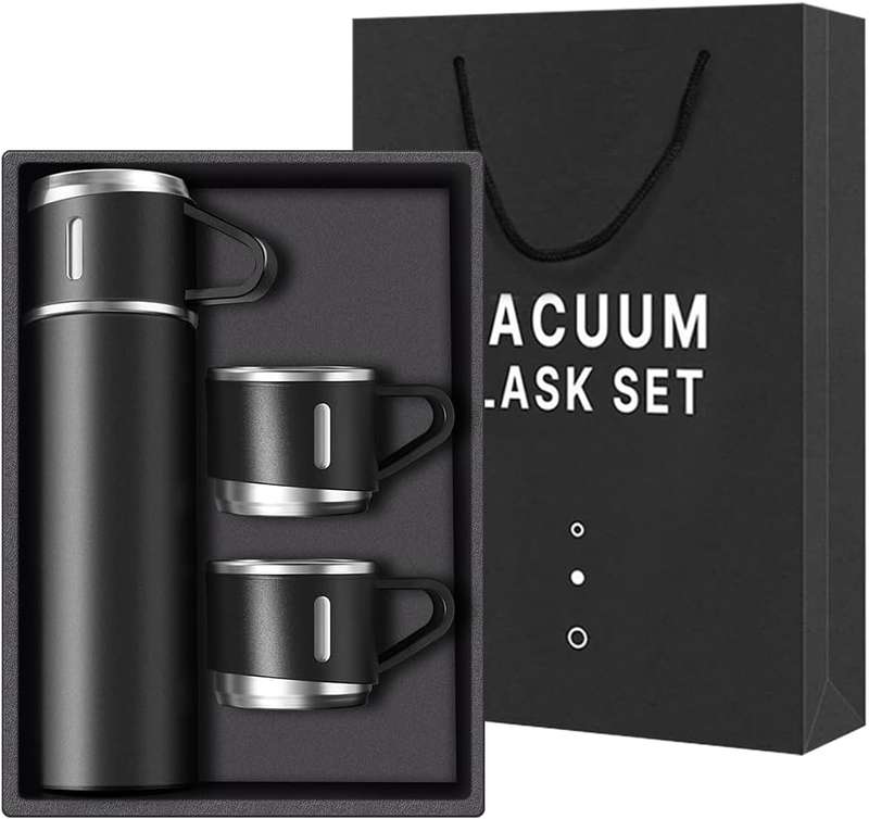 Thermos Vacuum Double Wall Of Stainless Steel Flask Set With 3 Cups 500ml