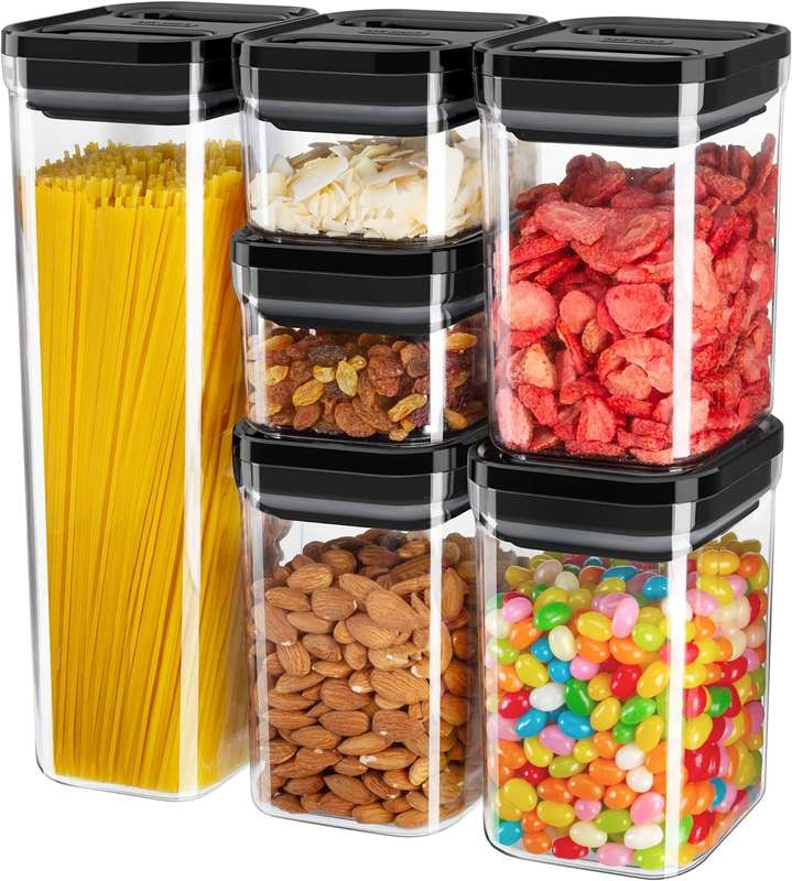 Senza 6 or 7 Piece Airtight Food Storage Containers Set With 40 Labels &amp; Marker