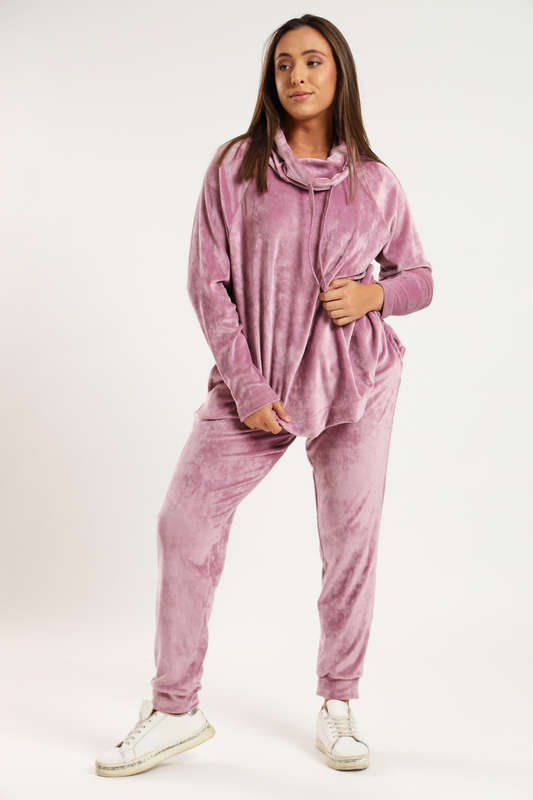 Anastasia Plush Poloneck Oversized 2 Piece Tracksuit Set