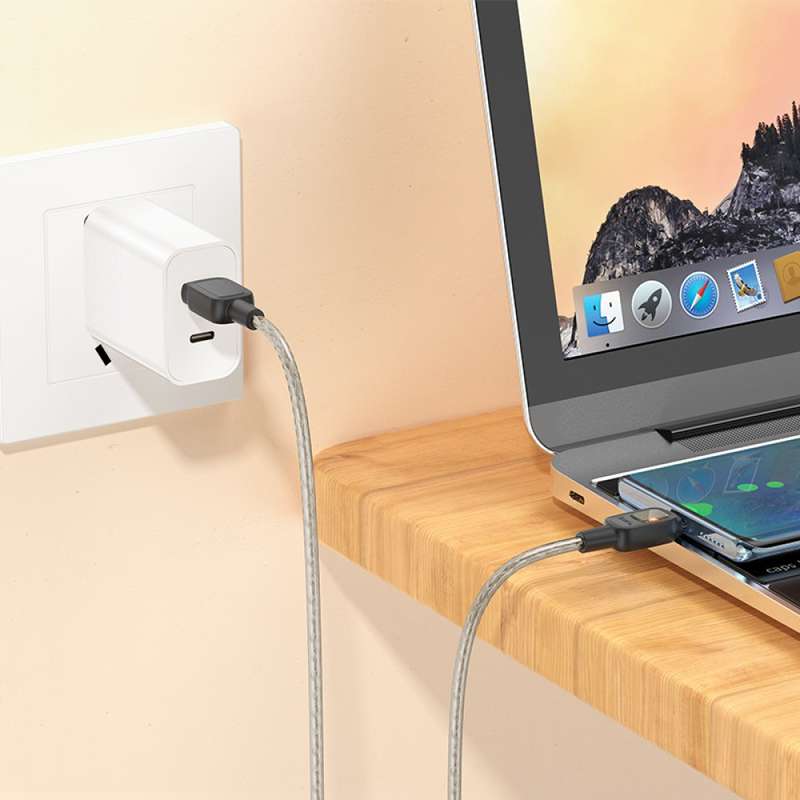 Hoco U124 Stone Silicone Intelligent Power-Off USB To Type-C Cable 3A 1.2m