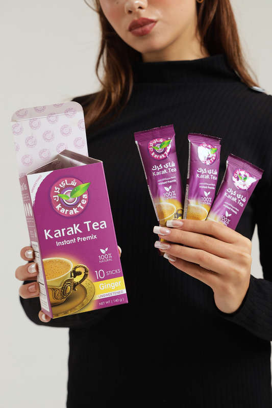 Karak Tea Chai Ginger Unsweetened Sticks Box of 10