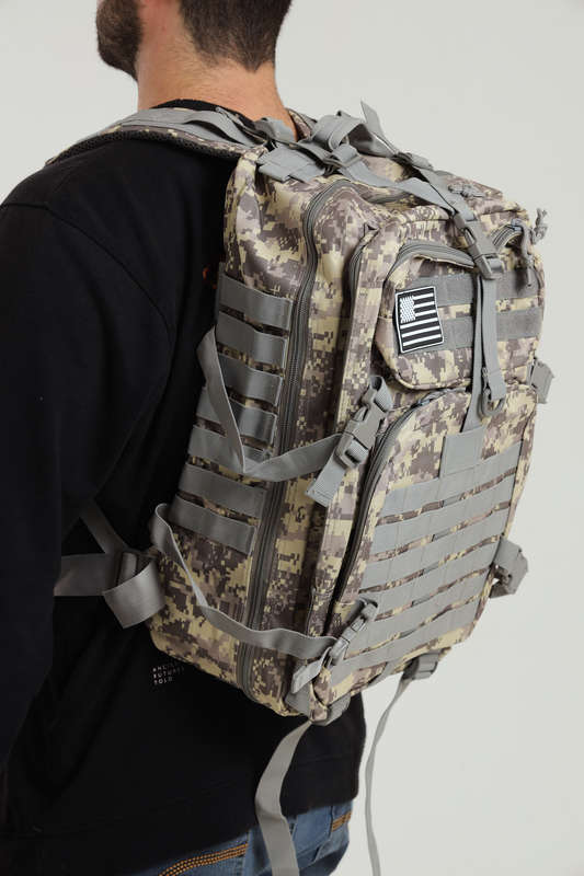 Senza 45L Heavy Duty Military Tactical Army Backpack With Multiple Compartments Camo Print