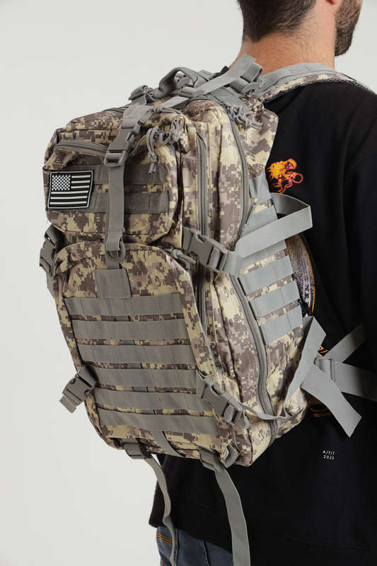 Senza 45L Heavy Duty Military Tactical Army Backpack With Multiple Compartments Camo Print