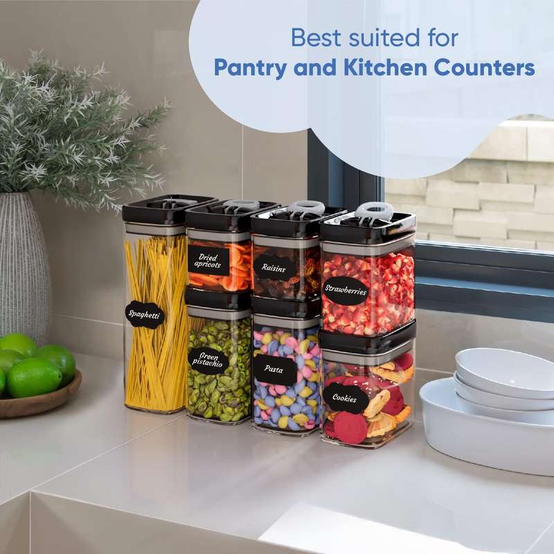 Senza 6 or 7 Piece Airtight Food Storage Containers Set With 40 Labels &amp; Marker