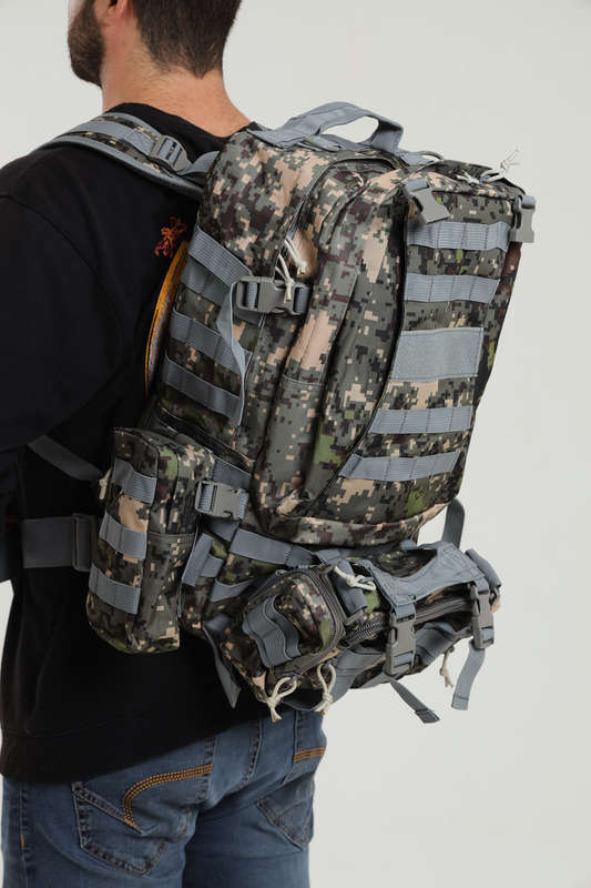 Senza 60L Heavy Duty Military Tactical Army Backpack With Multiple Compartments Camo