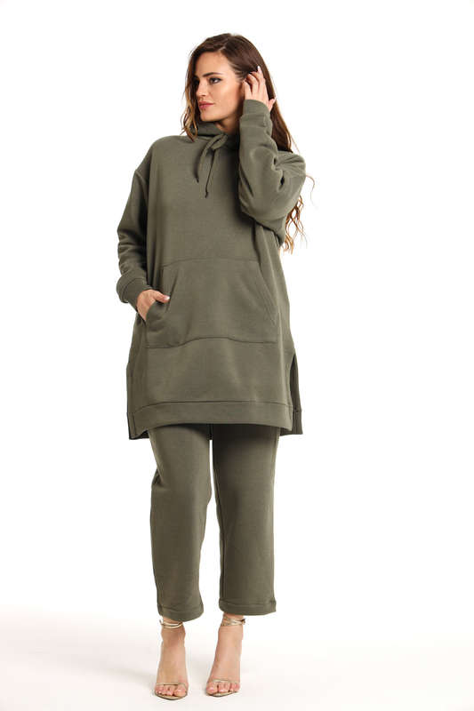 Skylar Hooded Fleece Lined Oversized 2 Piece Tracksuit Set