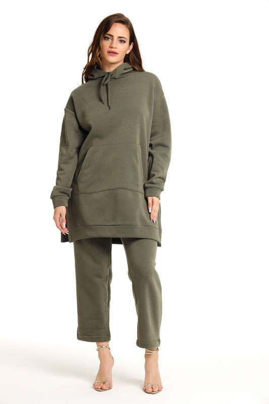 Skylar Hooded Fleece Lined Oversized 2 Piece Tracksuit Set
