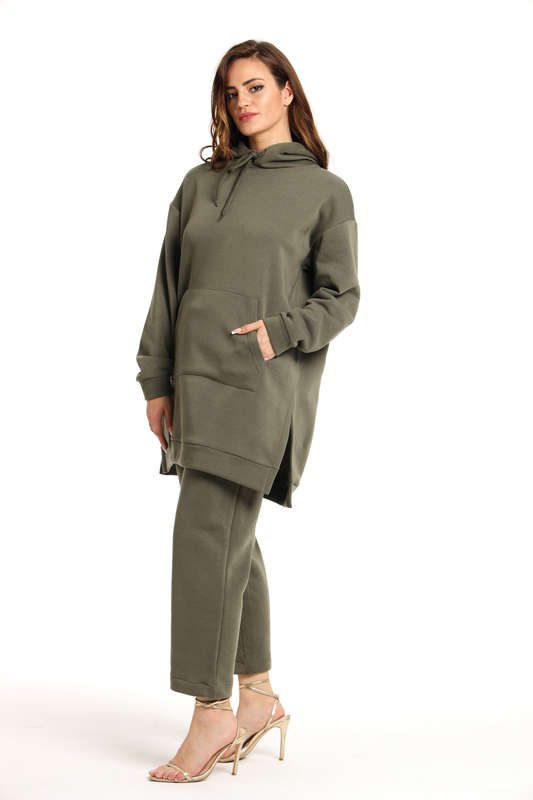 Skylar Hooded Fleece Lined Oversized 2 Piece Tracksuit Set