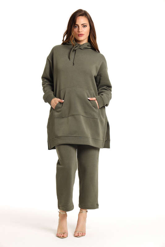 Skylar Hooded Fleece Lined Oversized 2 Piece Tracksuit Set