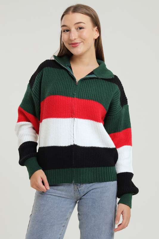 Tommy Colour Block Knitted Zip Up Jersey
