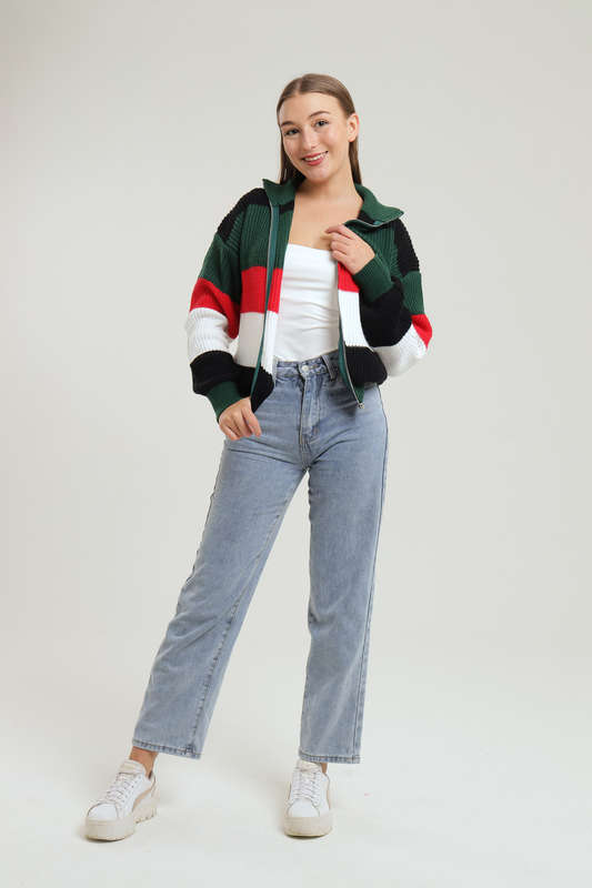 Tommy Colour Block Knitted Zip Up Jersey