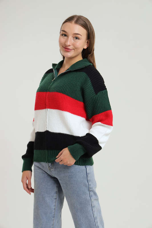 Tommy Colour Block Knitted Zip Up Jersey
