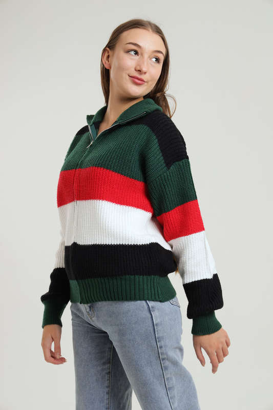 Tommy Colour Block Knitted Zip Up Jersey